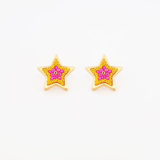 Chiquita Small Star Earrings, plated in 24k gold